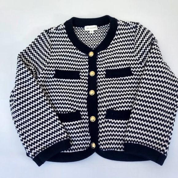 Free Assembly Black & White Knit Cardigan – Size Large - Picture 4 of 6